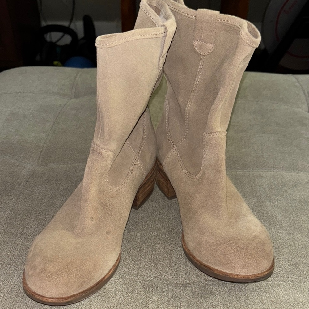 UGG Tan Heeled Boots with Suede Finish
